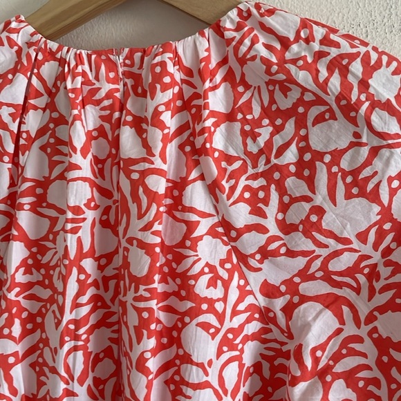 Oliphant Short Crew Mini Dress Women’s‎ Size XS Puff Sleeve Floral Orange White - Picture 8 of 11